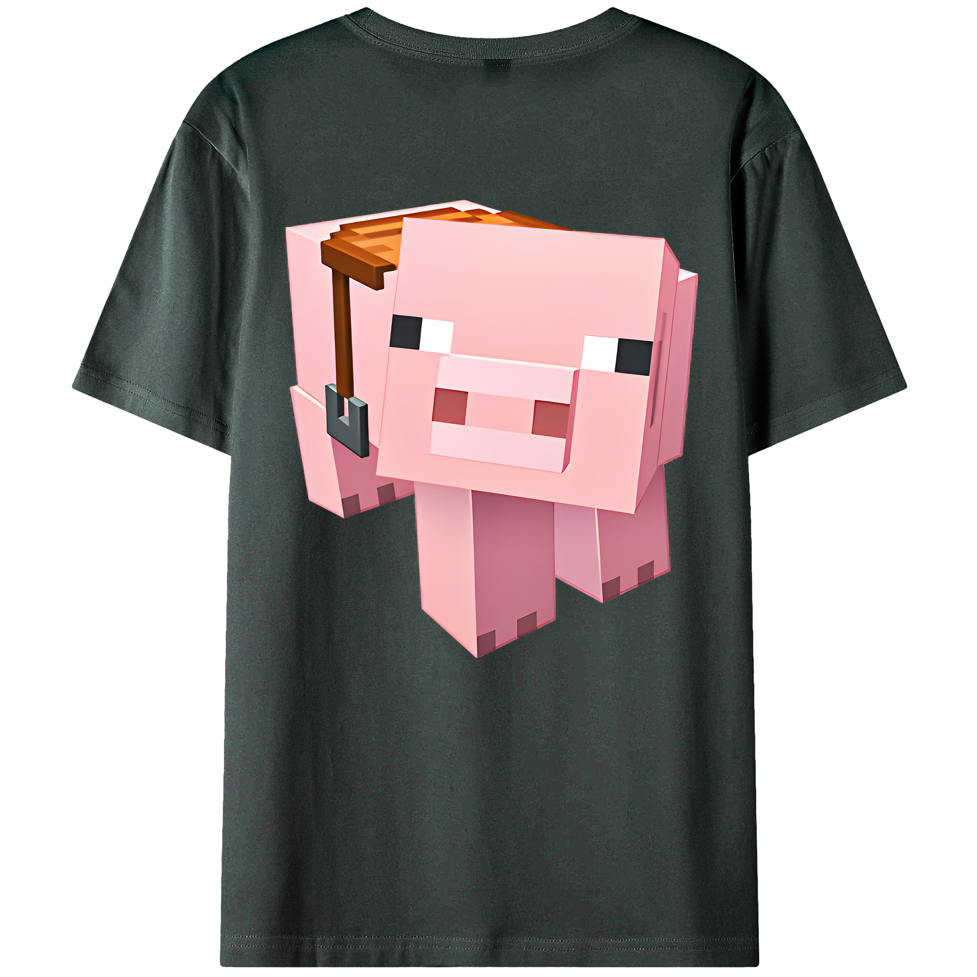 （画像用） マインクラフト ブロックの世界 Minecraft MC Block world 綿100％ メンズ半袖Tシャツ（バックプリント） 通気性